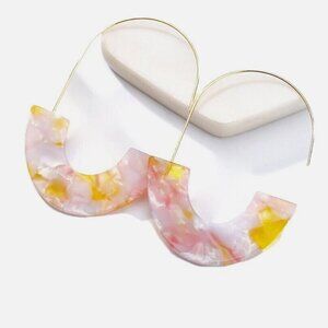 NWT Baublebar Faidra Pink Multi Gold Lucite Drop Earrings